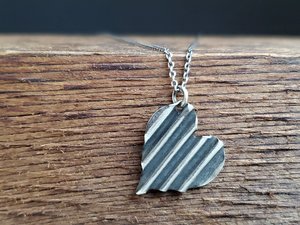 sterling silver pendant necklace pendant corrugated heart