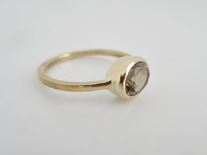 14k Yellow gold Smoky Quartz East to West Ring - Oval East West Ring - Smoky Quartz Ring - Made to Order