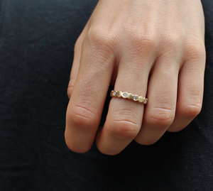 14k Yellow Gold Diamond Pebble Band, Eternity Band, Pebble Ring, Wedding Ring, Stacking Ring, Made to Order