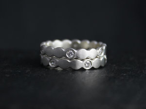 Sterling Silver & Moissanite Pebble Ring, Moissanite Eternity Band, Stacking Pebble Ring, Pebble Eternity Band, Conflict Free, Made to Order