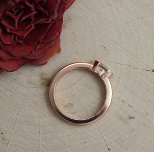 Diamond Marquise Ring in 14k Rose Gold, East to West Marquise, Half Bezel, Simple Engagement Ring, Minimalist Ring, Recycled, Made to Order