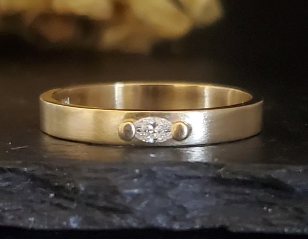14k Yellow Gold Marquise Diamond Ring, Wedding Ring, Stackable Ring, Modern, Minimalist, 5mm Gold Band, Made to order
