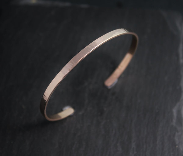 Recycled 14k rose gold hand forged cuff bracelet Handmade bracelet hammered gold Rose gold bracelet wedding gift